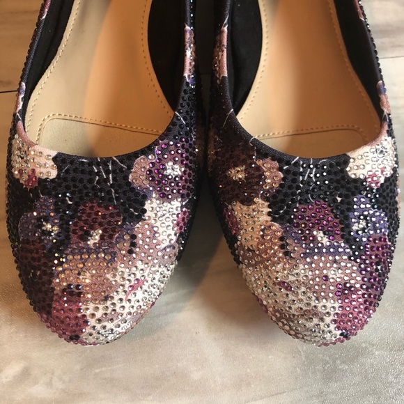 Alex Marie Bevier Two Floral rhinestone shoe pump pink blue size 6.5 purple - Picture 7 of 7